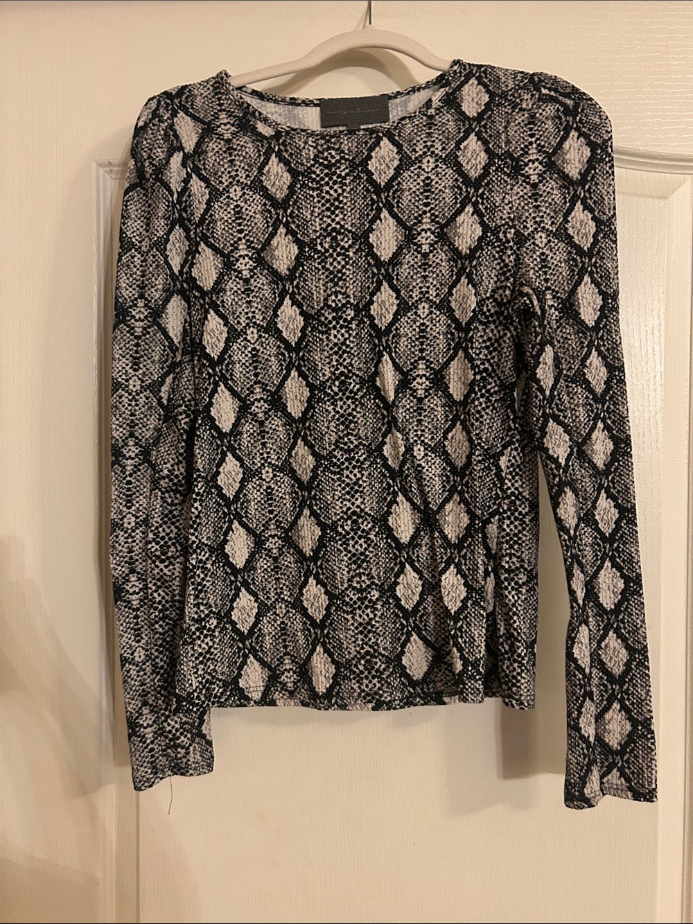 Sunday in Brooklyn Black & White Snake-Print Long Sleeve Top